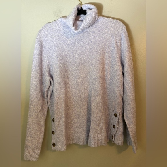 J. Crew Factory Button Turtleneck in Extra-soft Yarn in Hyacinth Heather Size L - Picture 4 of 13